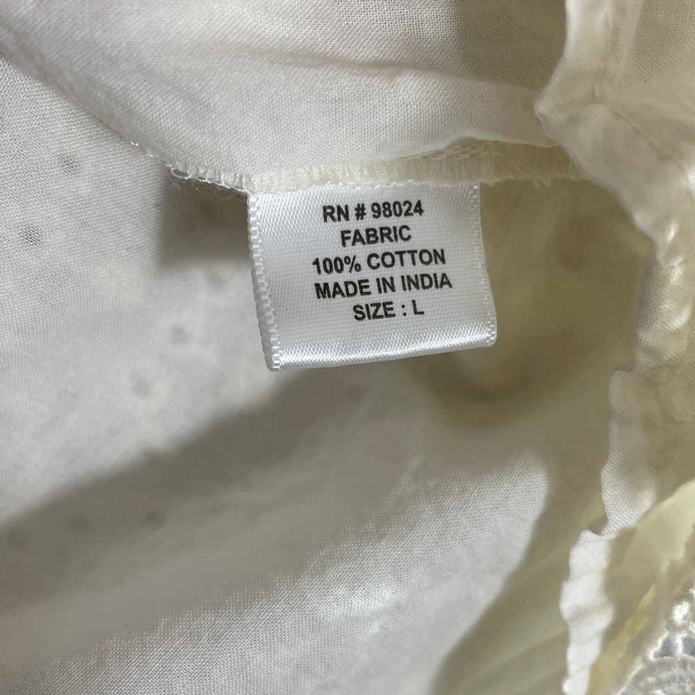 Jennifer Grace Eyelet Blouse Womens XL White Cotton Boho Flutter Sleeve Top - Picture 6 of 10